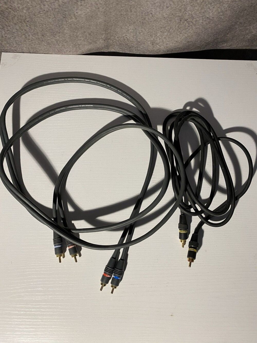 Monster Standard Interlink 100 Stereo RCA & Yellow Video Coaxial Cable Lot 6.5ft
